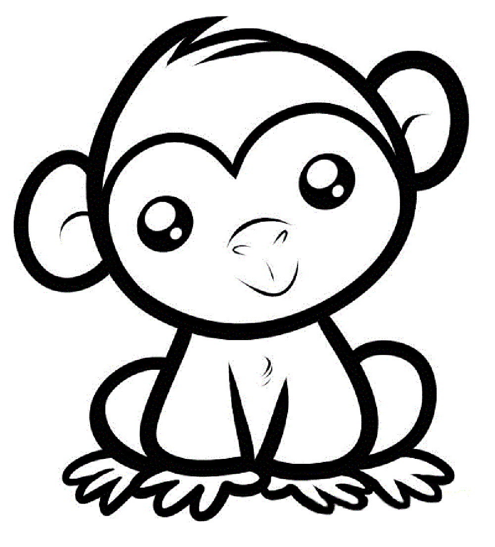 . Hdpng.com Monkeys Coloring Pages Hdpng.com  - Monkey Black And White, Transparent background PNG HD thumbnail