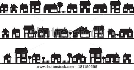 Neighborhood With Homes Illustrated On White - Neighborhood, Transparent background PNG HD thumbnail