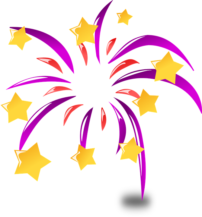 Neujahr, Feuerwerk, Ferien, Explosion, Farben, Sterne - Neujahr, Transparent background PNG HD thumbnail