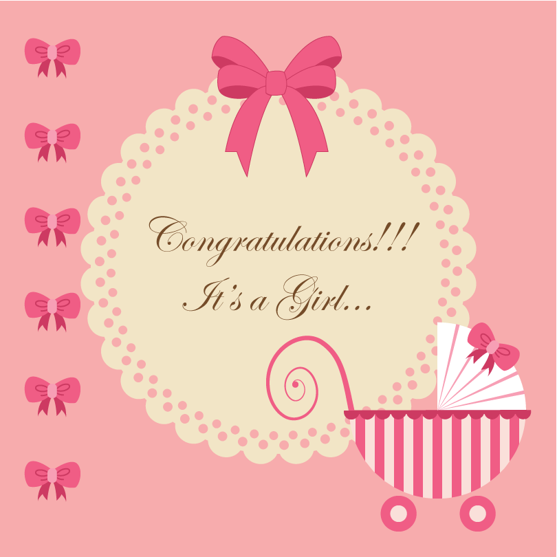 Baby Girl Card. - New Baby Girl, Transparent background PNG HD thumbnail