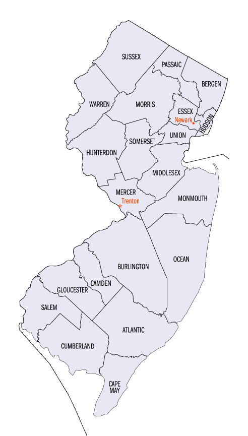 File:new Jersey Counties Map.png - New Jersey, Transparent background PNG HD thumbnail
