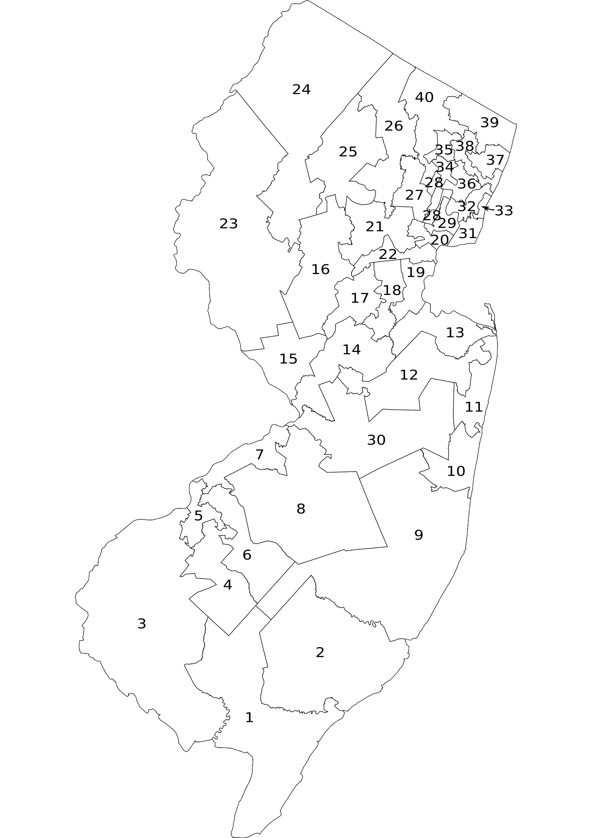 File:new Jersey Legislative Districts 2001 Numbered.png - New Jersey, Transparent background PNG HD thumbnail