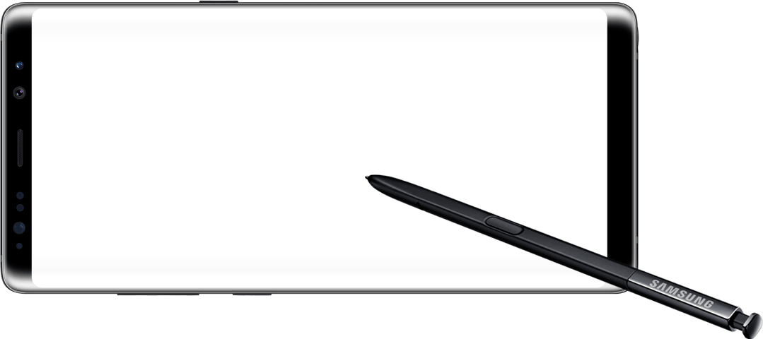Front View Of A Semitransparent Galaxy Note8 In Landscape Mode Against An Image Of The Ocean - Of A Note, Transparent background PNG HD thumbnail