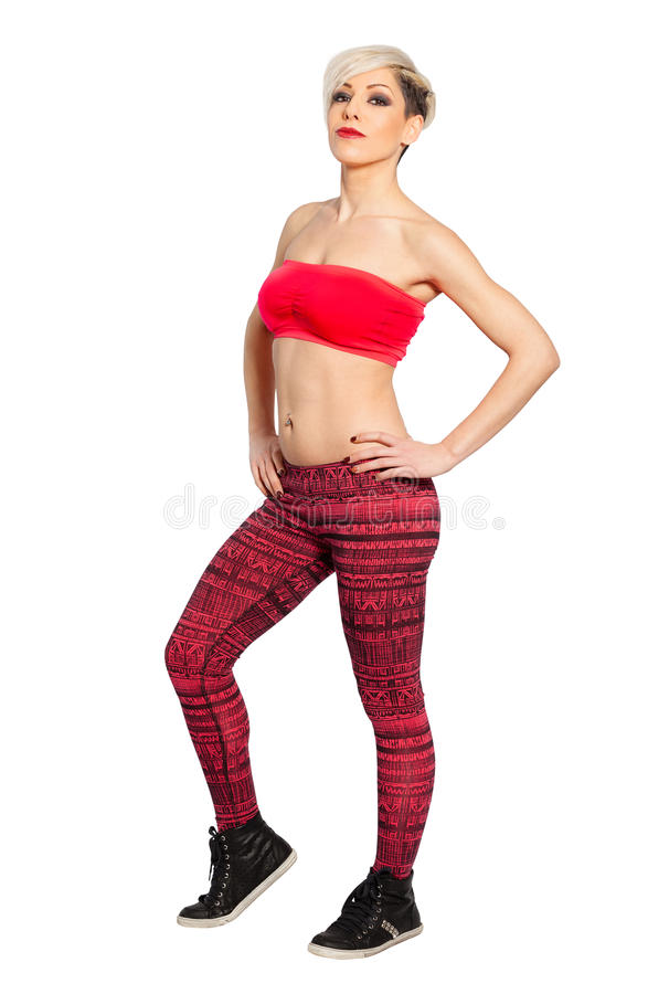 Download Blonde Fitness Woman Hair Fashion Model On White Background. Png Available Stock Image   - Of Young Blonde Woman, Transparent background PNG HD thumbnail