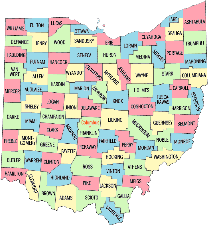 File:ohio Counties Color Map.png - Ohio, Transparent background PNG HD thumbnail