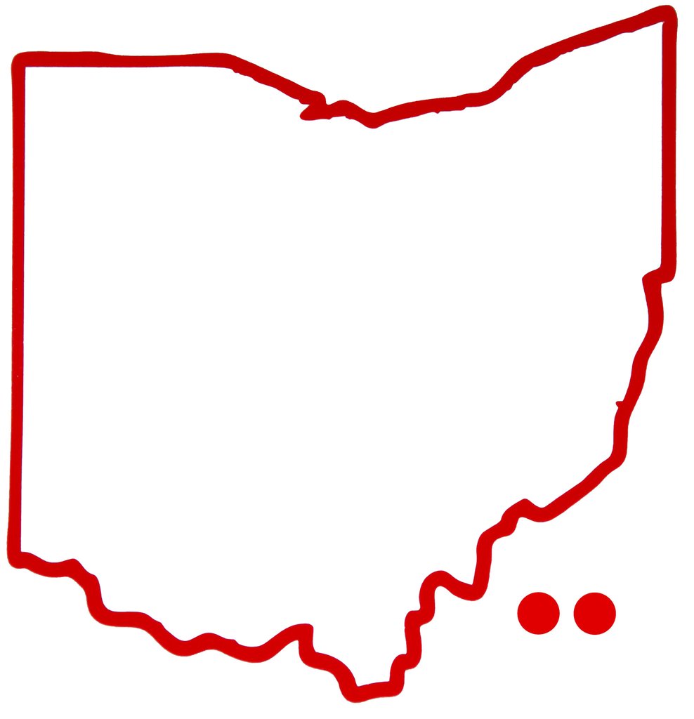 Ohio Outline Sticker | Hometown Red Dot. - Ohio, Transparent background PNG HD thumbnail
