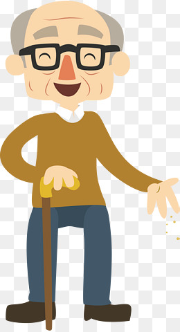 Happy Old Man, Grandpa, Take A Walk, Crutch Png And Vector - Old Man, Transparent background PNG HD thumbnail