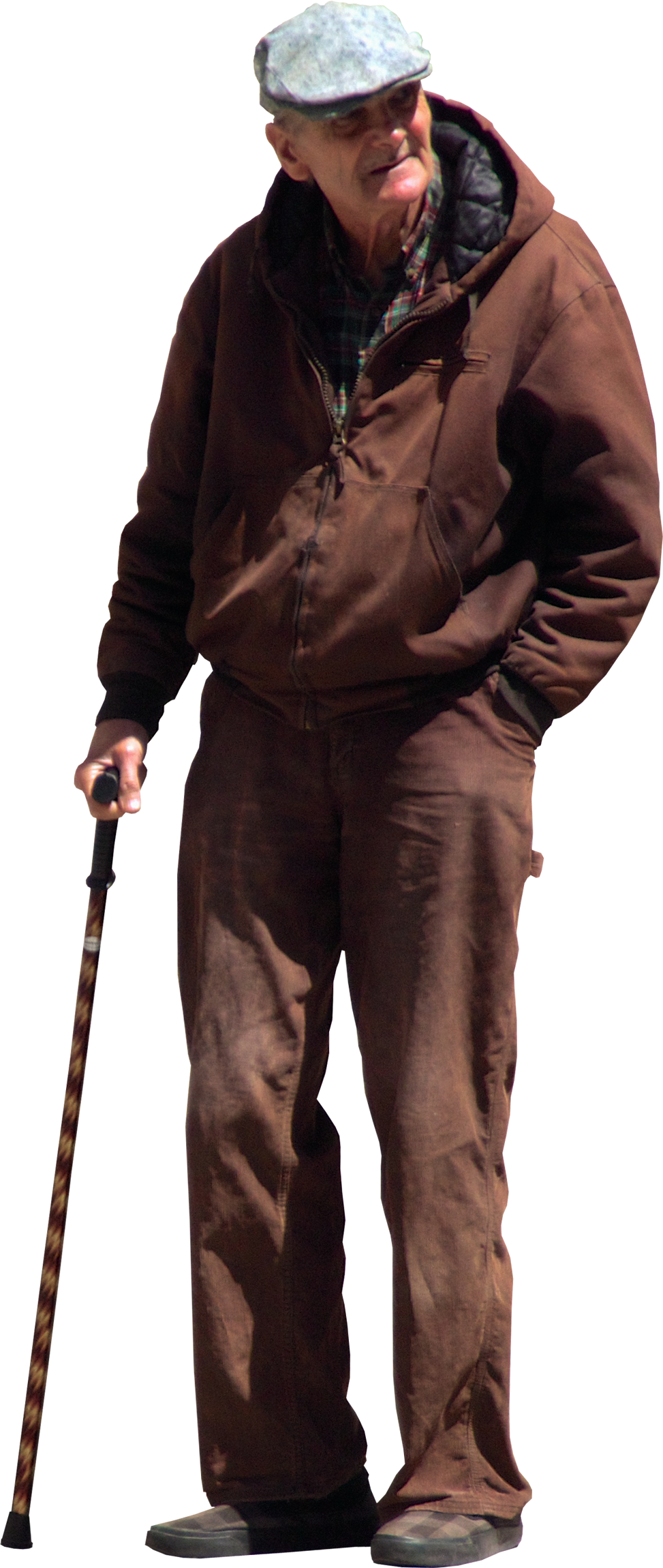 Old Man With Walking Stick And Flat Cap - Old Man, Transparent background PNG HD thumbnail