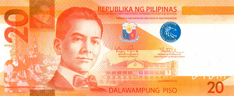 20 Php Peso Banknote - Philippine Money, Transparent background PNG HD thumbnail