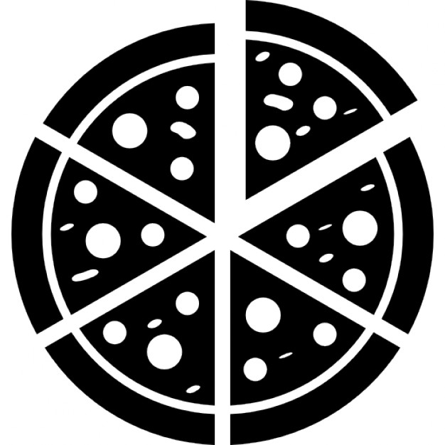 Italian Pizza Cut Into Slices - Pizza Black And White, Transparent background PNG HD thumbnail