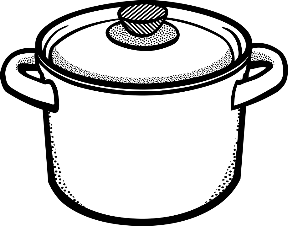 Boiling, Food And Cooking, Kitchen, Pan, Pot, Saucepan - Pot Black And White, Transparent background PNG HD thumbnail