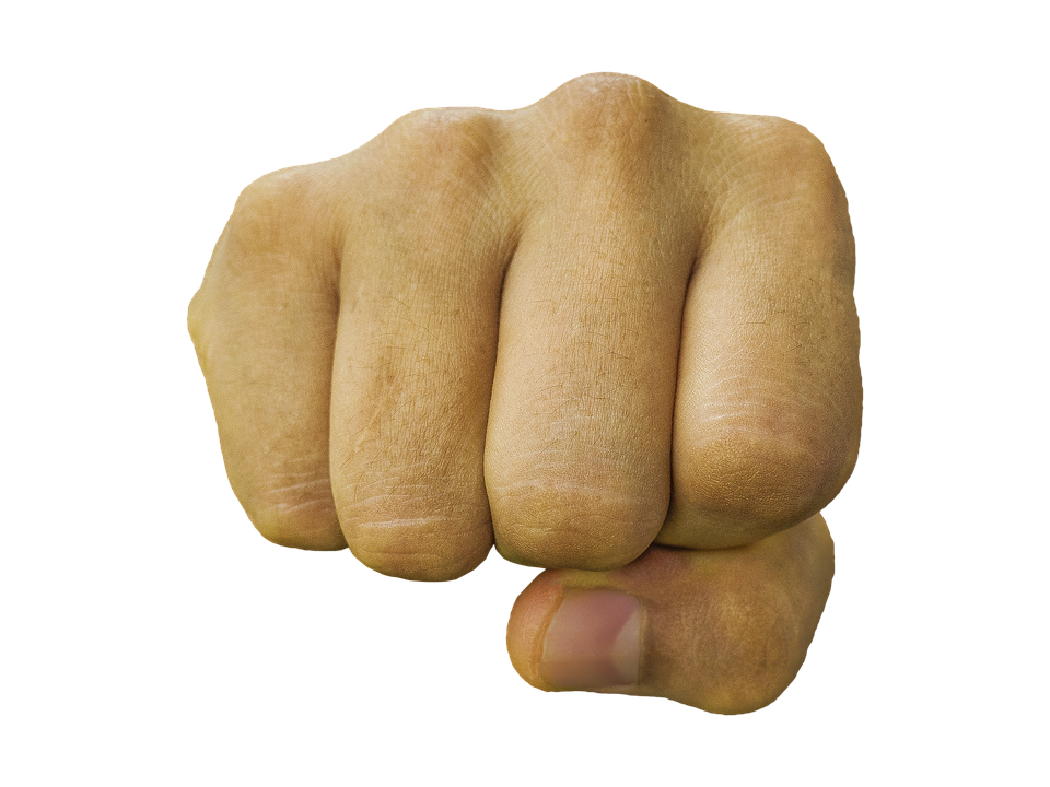 Punch fist of man hand isolat