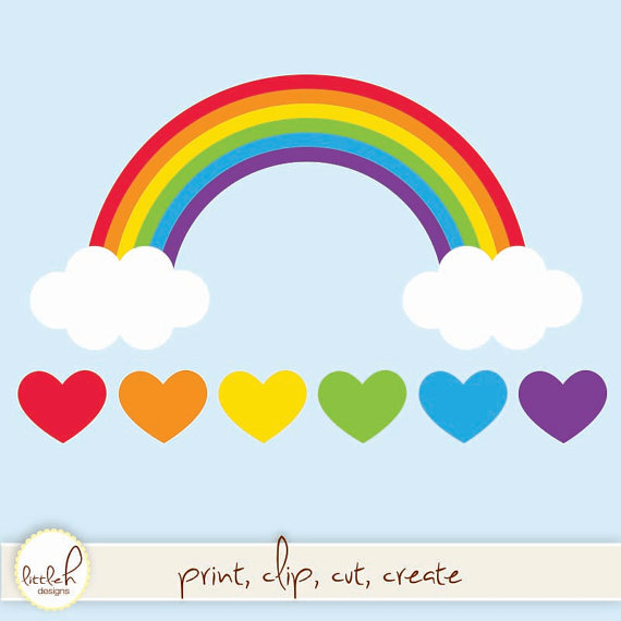 Rainbow With Clouds And Hearts   Digital Clip Art, Vector Eps File, Png And Jpeg - Rainbow With Clouds, Transparent background PNG HD thumbnail