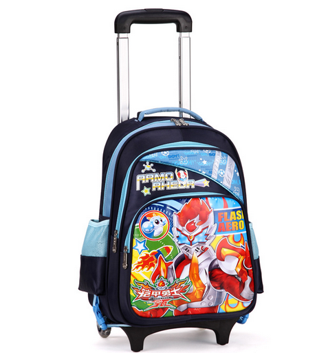 Bright Color Kids School Bag With Wheels Detachable Trolley Bags - School Bag, Transparent background PNG HD thumbnail