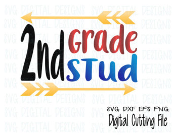 2Nd Grade Svg, Back To School   Second Grade Boy W/ Arrow Cut Files For Silhouette U0026 Cricut, Svg Dxf Eps Png Cut Files   Vinyl Designs - Second Grade, Transparent background PNG HD thumbnail