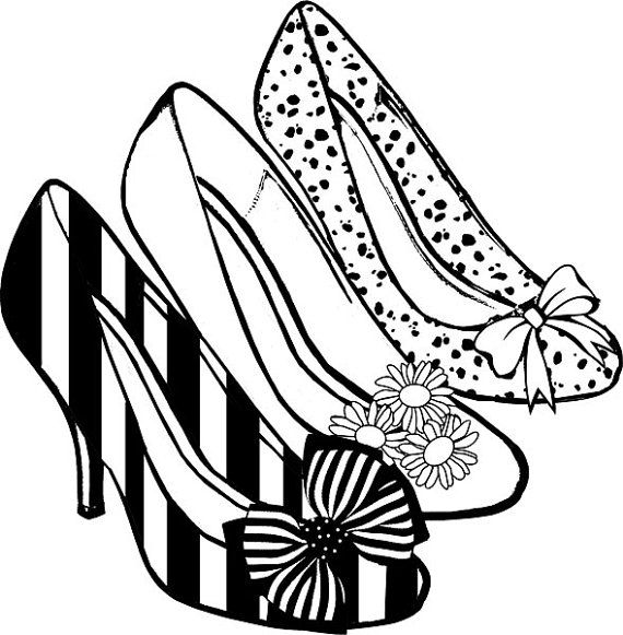 Womens High Heel Shoes Png Clip Art Coloring Page Digital Stamp, Graphics Imageu2026 - Shoes Black And White, Transparent background PNG HD thumbnail