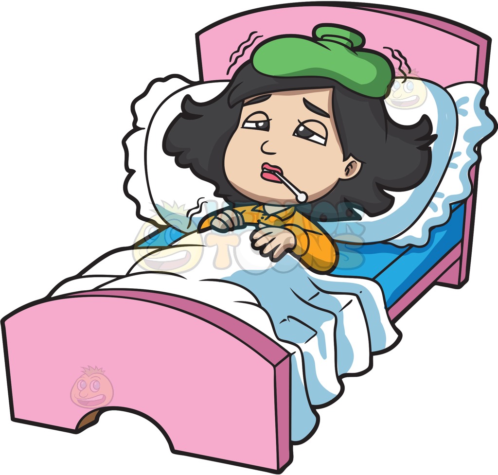A Sick Girl In Her Bead Cartoon Clipart - Sick Girl, Transparent background PNG HD thumbnail