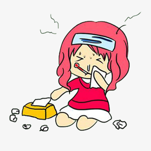 Cartoon Girl Sick, Fever, Runny Nose Free Png - Sick Girl, Transparent background PNG HD thumbnail