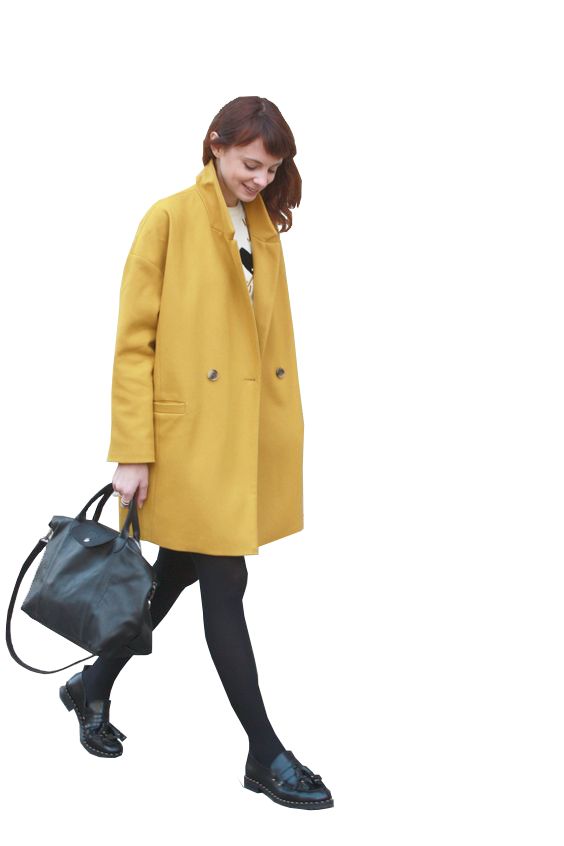 Cutout Women Yellow Coat - Someone Walking, Transparent background PNG HD thumbnail