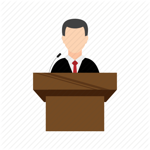 Audience, Microphone, Podium, Speak, Speaker, Speech, Stage Icon - Speaker At Podium, Transparent background PNG HD thumbnail