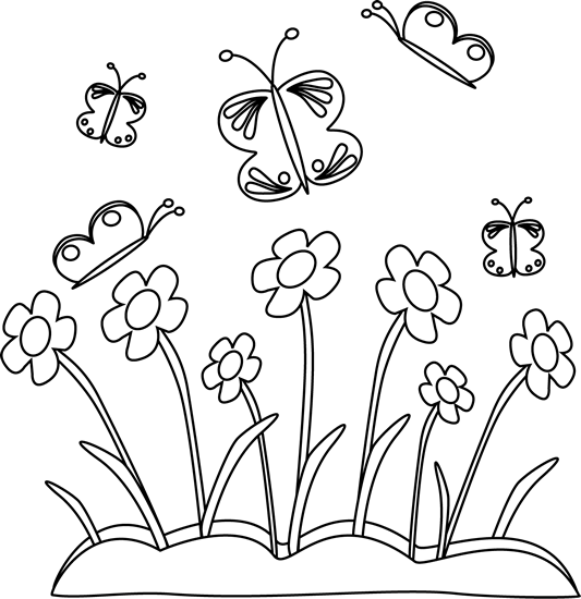 Png Spring Black And White - Black And White Spring Flowers And Butterflies, Transparent background PNG HD thumbnail