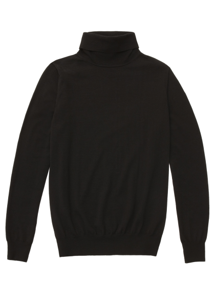Black Merino Wool Roll Neck Sweater - Sweater, Transparent background PNG HD thumbnail