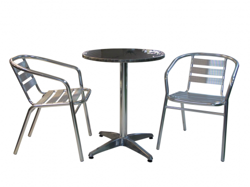 3Pce Rimless Table And Inox Chairs Setting - Table And Chairs, Transparent background PNG HD thumbnail