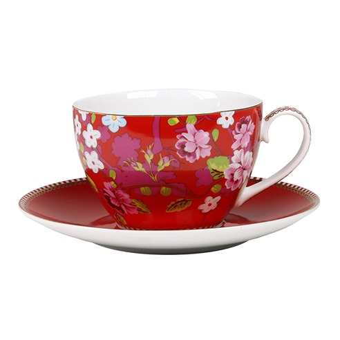 Buy Pip Studio Cappuccino Cup And Saucer, Red, Chinese Rose | Online At Twiningsteashop - Tea Cup And Saucer, Transparent background PNG HD thumbnail