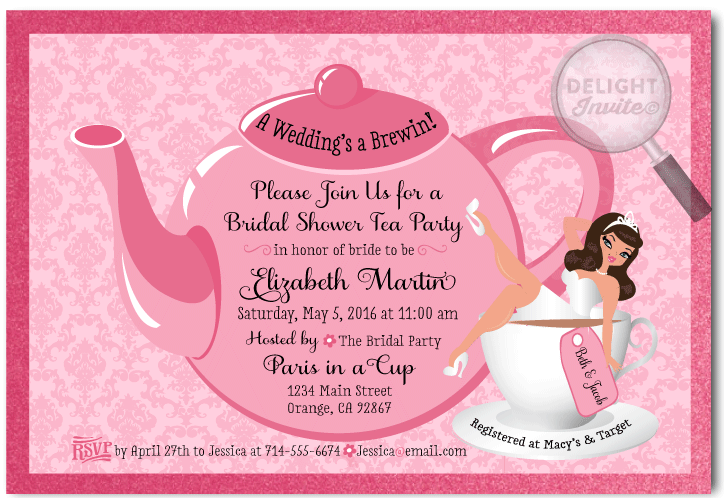 Pin Up Girl Tea Party Bridal Shower Invitations - Tea Party Invitation, Transparent background PNG HD thumbnail
