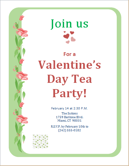 Valentines Day Tea Party Invitation - Tea Party Invitation, Transparent background PNG HD thumbnail