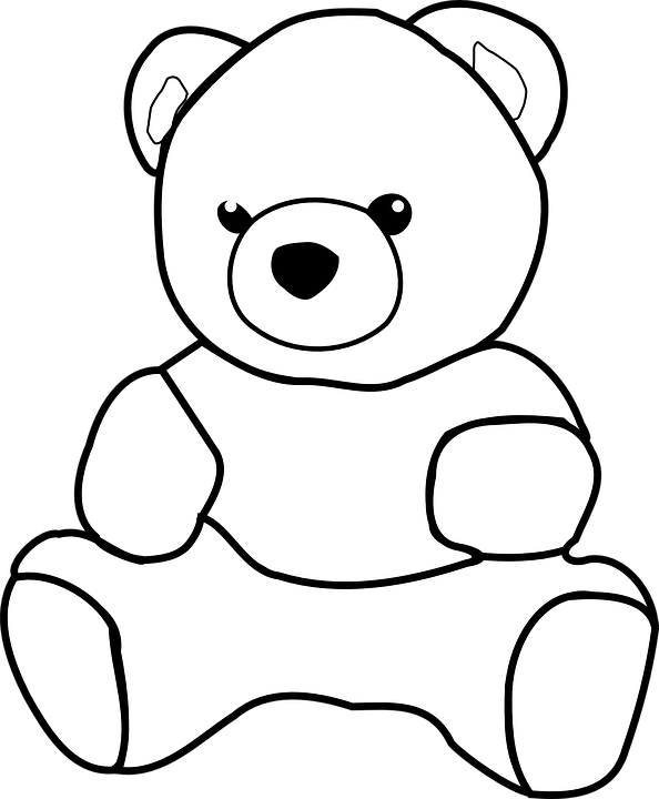 Teddy, Bear, Toy - Teddy Bear Black And White, Transparent background PNG HD thumbnail