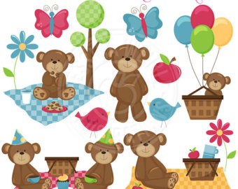 Png Teddy Bear Picnic - Teddy Bear Picnic Clip Art | Picknick Bären Cute Digital Clipart   Kommerzielle Nutzung Ok, Transparent background PNG HD thumbnail