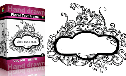 Hand Drawn Floral Text Frame U2013 Set.4 | Vol : 1 - Text Frames, Transparent background PNG HD thumbnail