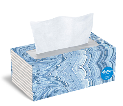 Kleenex® Trusted Care Facial Tissues Come In Flat Cartons With Colorful Designs. - Tissue, Transparent background PNG HD thumbnail