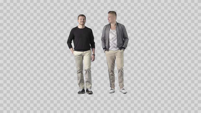 Two Friends In Casual Clothes Are Walking At The Camera, Talking, Joking Smiling. - Two People Talking, Transparent background PNG HD thumbnail