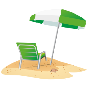 Strandkorb und Sonnenschirm V