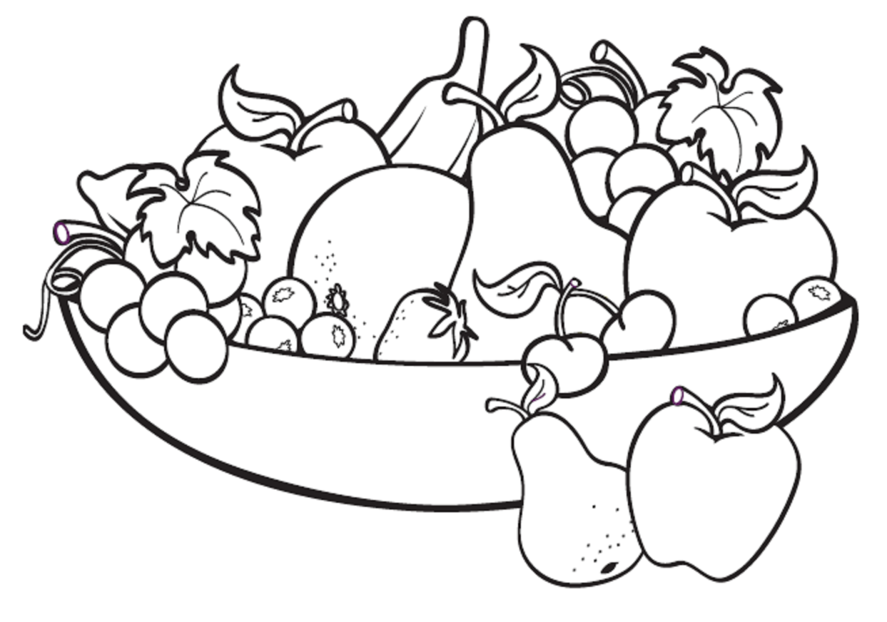 Pin Fruits U0026 Vegetables Clipart Outline #6 - Vegetables And Fruits Black And White, Transparent background PNG HD thumbnail