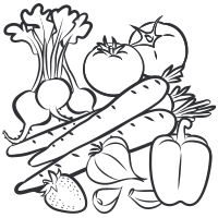 Pretty Local   Fruit U0026 Vegetables - Vegetables And Fruits Black And White, Transparent background PNG HD thumbnail