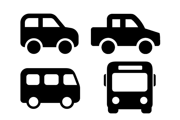 Car And Bus Icons - Vehicles Black And White, Transparent background PNG HD thumbnail