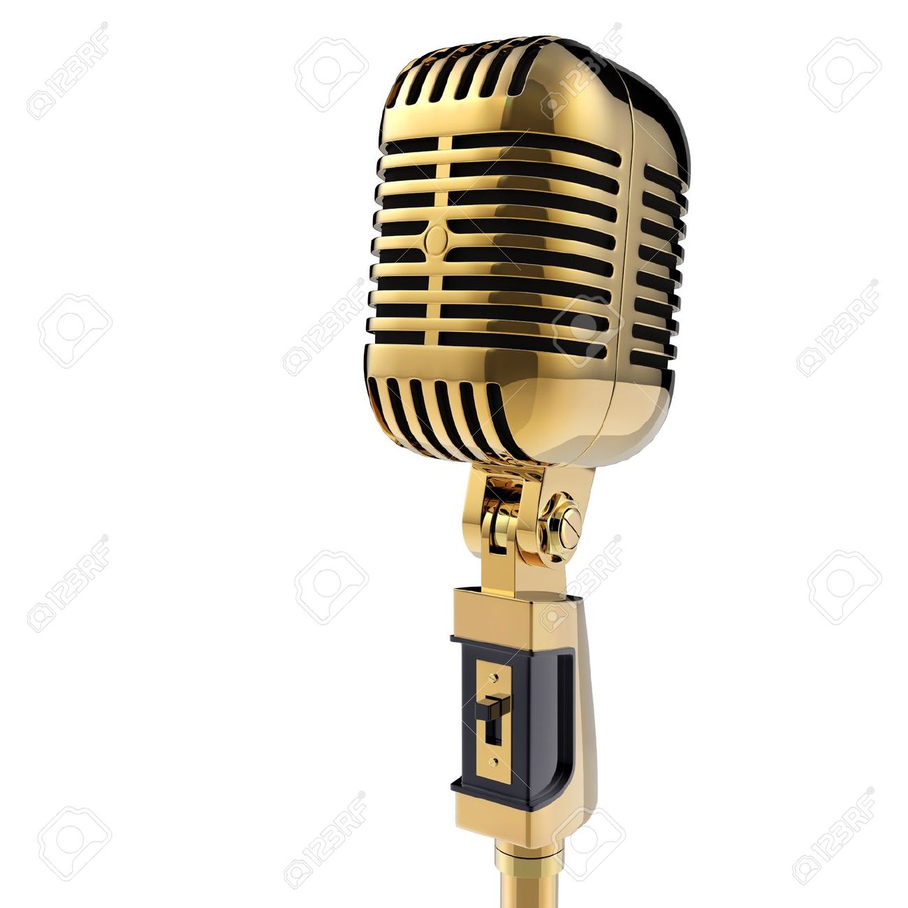 3D Retro Microphone Isolated On White Stock Photo   14730787 - Vintage Microphone, Transparent background PNG HD thumbnail