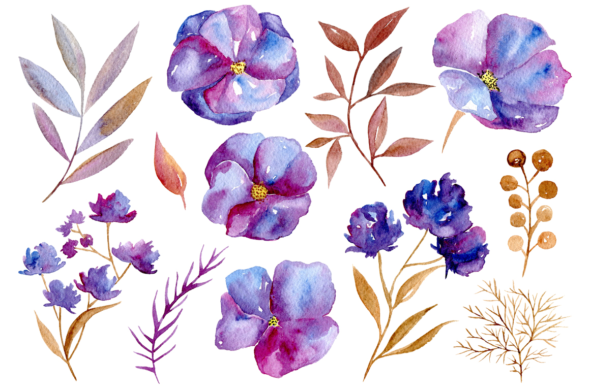 Watercolor Violet Flowers, 32 Png - Violets Flowers, Transparent background PNG HD thumbnail