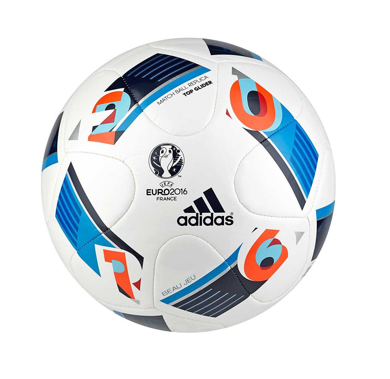 Adidas Beau Jeu Ek 2016 Voetbal Top Glider Wit/blauw - Voetbal, Transparent background PNG HD thumbnail