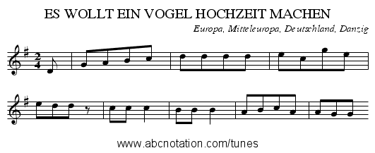 Es Wollt Ein Vogel Hochzeit Machen   Staff Notation - Vogelhochzeit, Transparent background PNG HD thumbnail