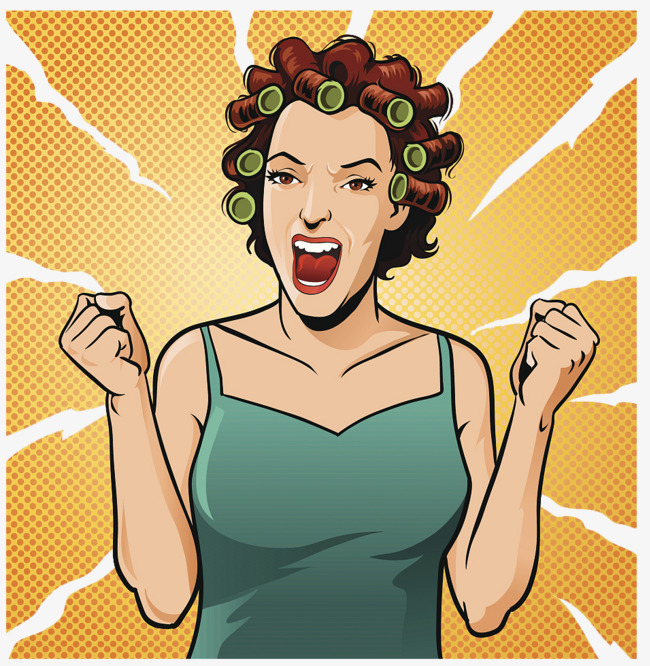 Crazy, Angry Beauty, Crazy, Emotional Anger, Curly Hair Png Image And Clipart - Woman Crazy, Transparent background PNG HD thumbnail