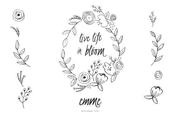 Outlined hand drawn wreath