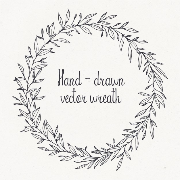 Outlined Hand Drawn Wreath - Wreath Black And White, Transparent background PNG HD thumbnail