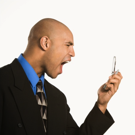 Man Yelling At Phone - Yelling, Transparent background PNG HD thumbnail