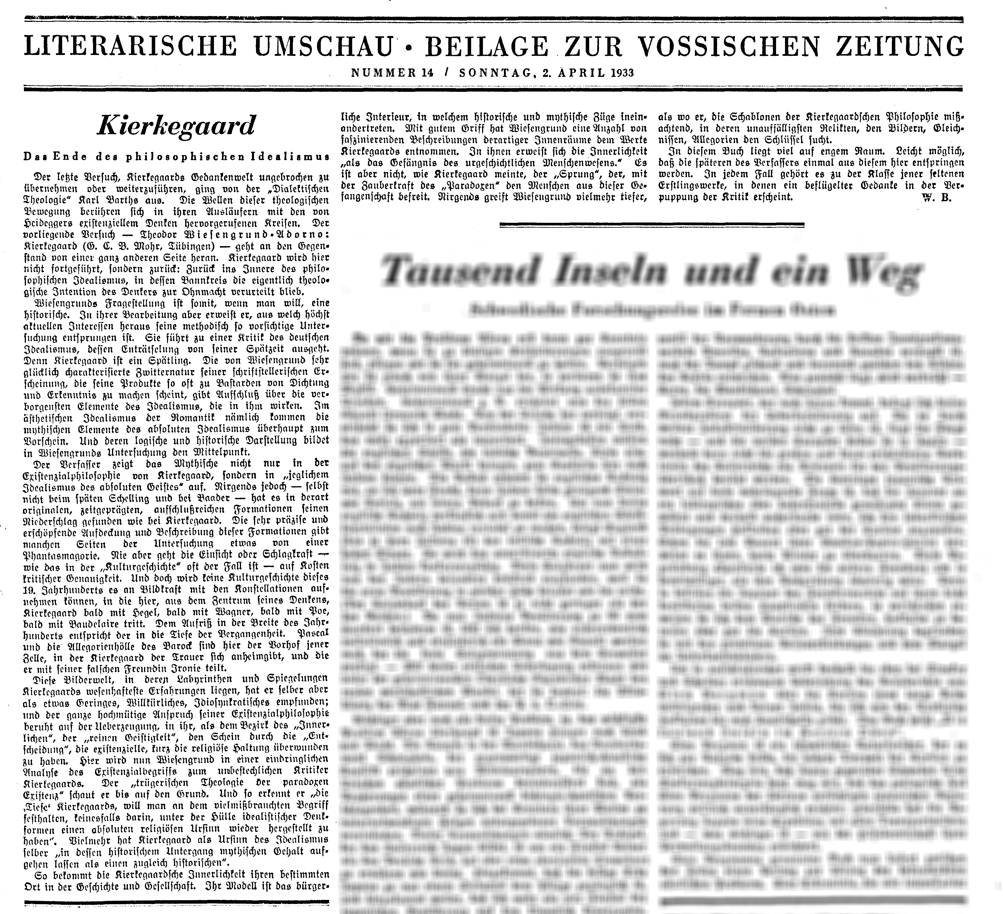 File:kierkegaard Vossische Zeitung 1933.png - Zeitung, Transparent background PNG HD thumbnail