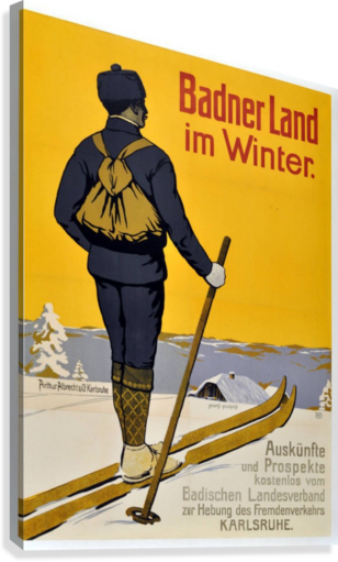. Hdpng.com Early Original Vintage Skiing Poster Promoting Winter In Baden, Germany Canvas Print Hdpng.com  - s Baden Kostenlos, Transparent background PNG HD thumbnail