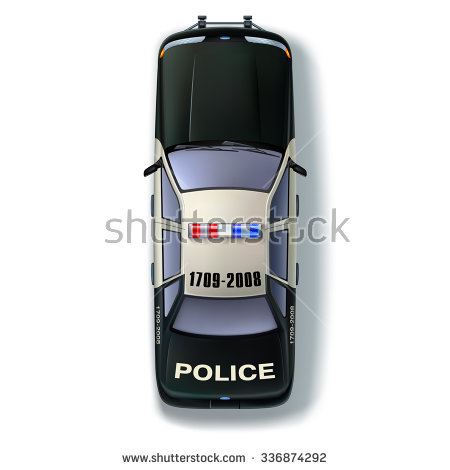 Top View Of A Police Car With The Traditional Identification Marks And Scintillating Lights - Police Car Top View, Transparent background PNG HD thumbnail